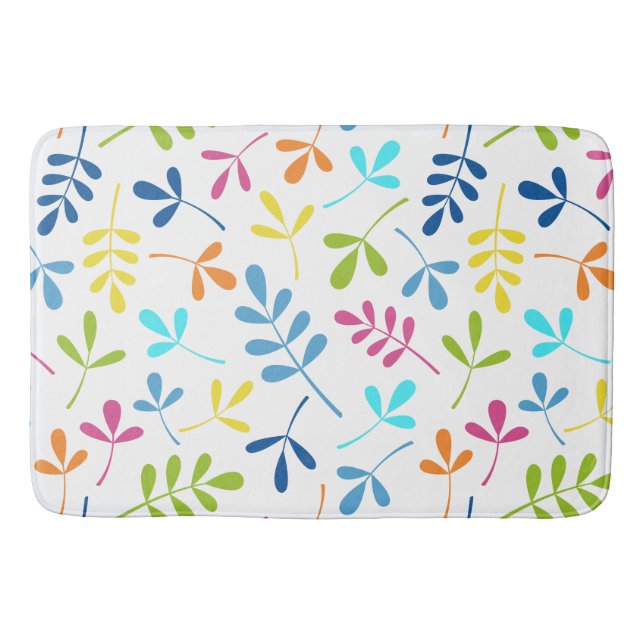 Multicolored Assorted Leaves Pattern Bath Mat (Front)