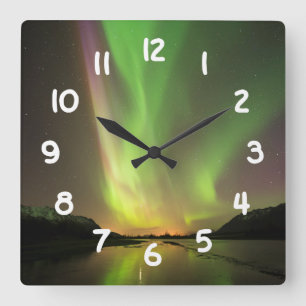 Multicolored Aurora Square Wall Clock