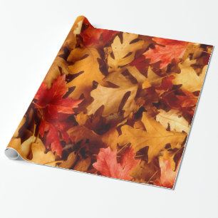 Multicolored Autumn Oak Leaves Wrapping Paper