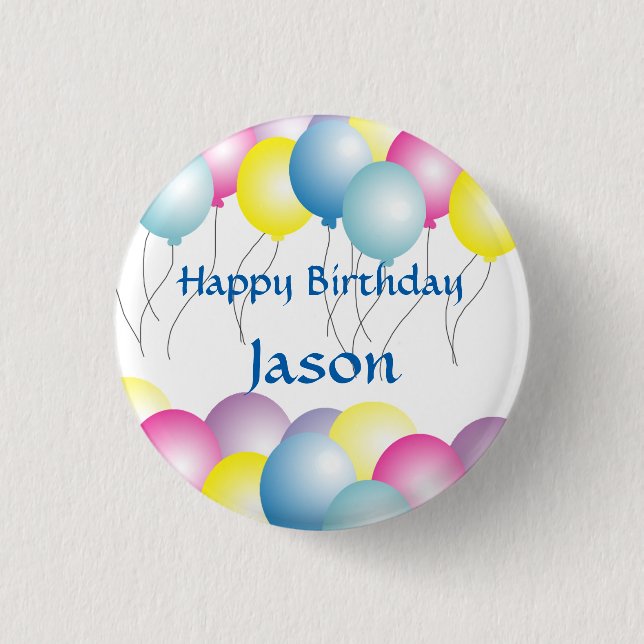 Multicolored balloons birthday party 3 cm round badge (Front)