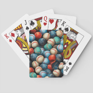 Multicolored Baseballs Playing Cards