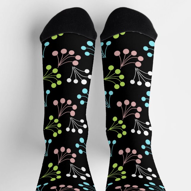 Multicolored berries simple pattern retro sixties socks (Top)
