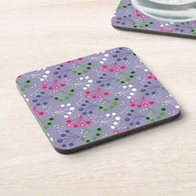 Multicolored berry simple pattern retro sixties coaster (Left Side)