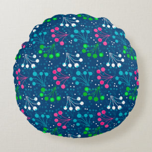 Multicolored berry simple pattern retro sixties round cushion