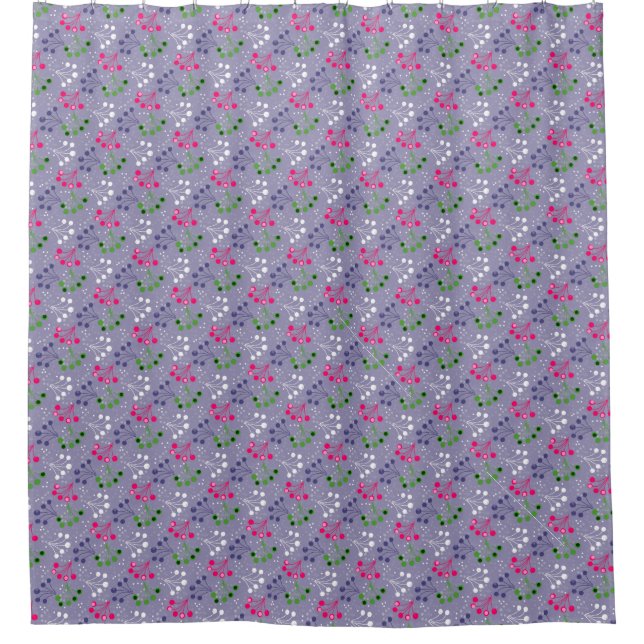 Multicolored berry simple pattern retro sixties shower curtain (Front)
