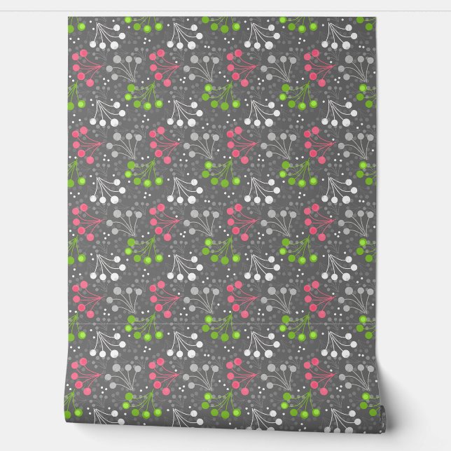 Multicolored berry simple pattern retro sixties wallpaper (Unrolling)