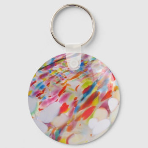 Multicolored blown glass key ring