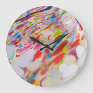 Multicolored blown glass large clock