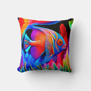 Multicolored Blue Faced tropical fish Cushion