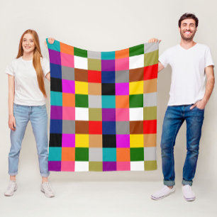 Multicolored Bold Color Blocks Design Fleece Blanket