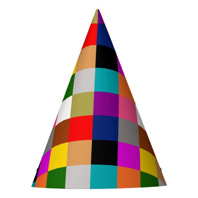 Multicolored Bold Colour Blocks Design  Party Hat (Front)