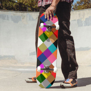 Multicolored Bold Colour Blocks Design  Skateboard