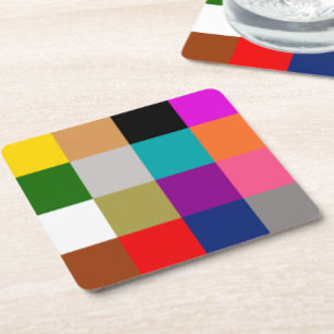 Multicolored Bold Colour Blocks Design  Square Paper Coaster