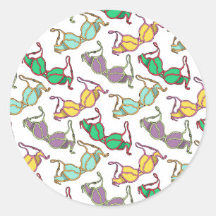 Multicolored Bra Pattern Classic Round Sticker