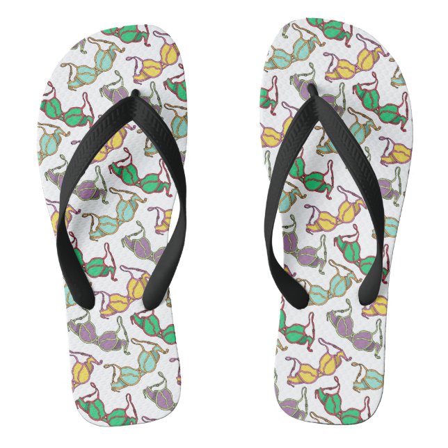 Multicolored Bra Pattern Flip Flops (Footbed)