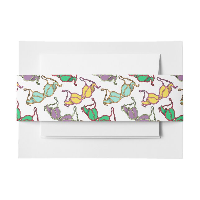 Multicolored Bra Pattern Invitation Belly Band (Front Example)