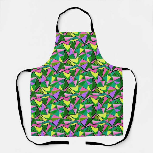 Multicolored bright neon geometric pattern apron (Front)