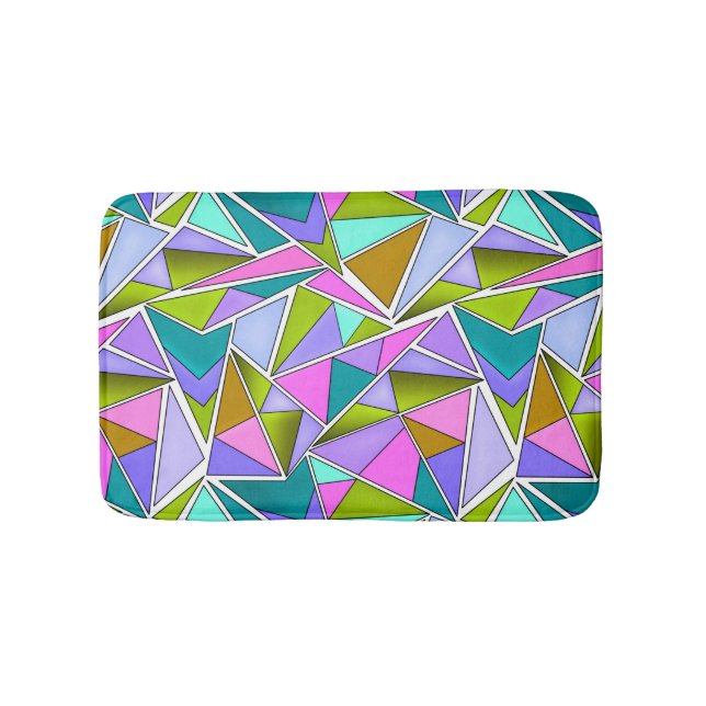 Multicolored bright neon geometric pattern  bath mat (Front)