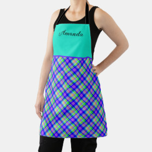Multicolored bright neon with a checkered pattern apron