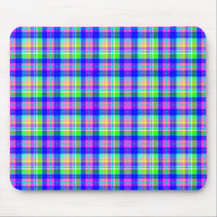 Multicolored bright neon with a chequered pattern mouse mat