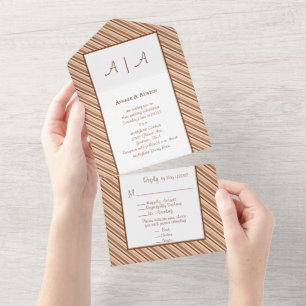 Multicolored Brown Striped All in One Wedding  All In One Invitation