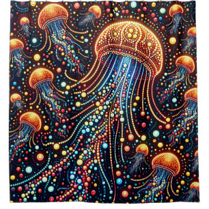 “Multicolored Bubbles: Jellyfish Harmony” Shower Curtain