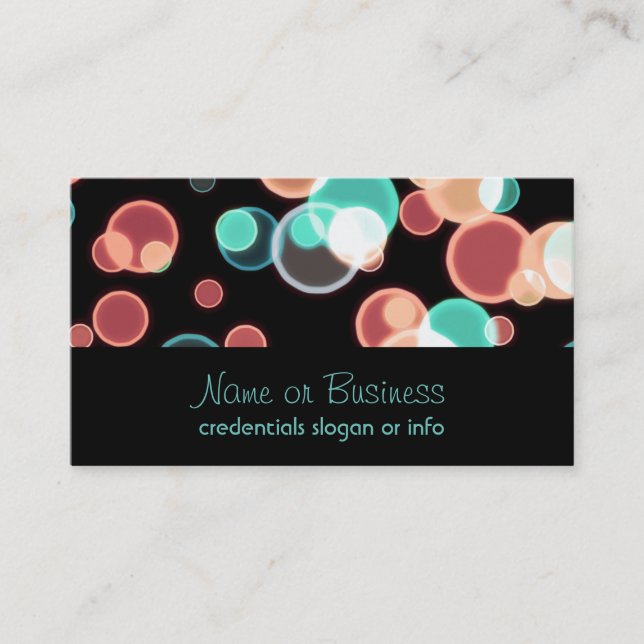 Multicolored Bubbles on a Black Background Business Card (Front)