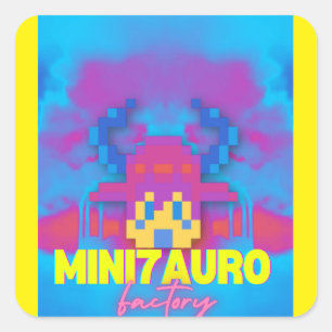 multicolored bull square sticker