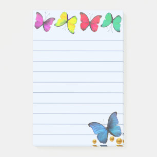 Multicolored Butterflies & Confetti on Light Blue Post-it Notes