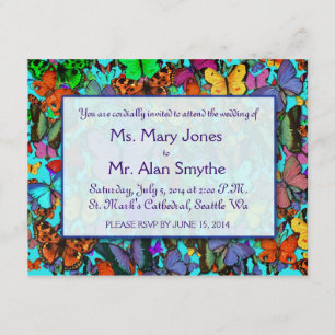 Multicolored Butterflies Invitations Rectangular