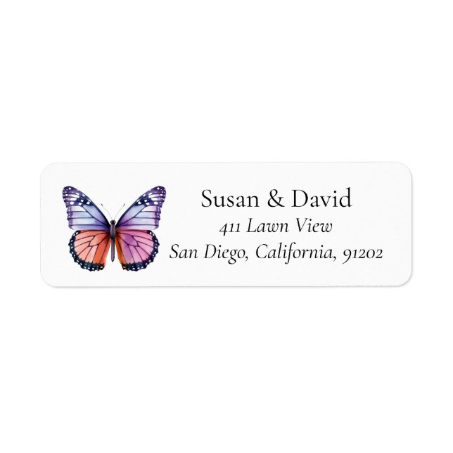 Multicolored Butterfly Address (Front)