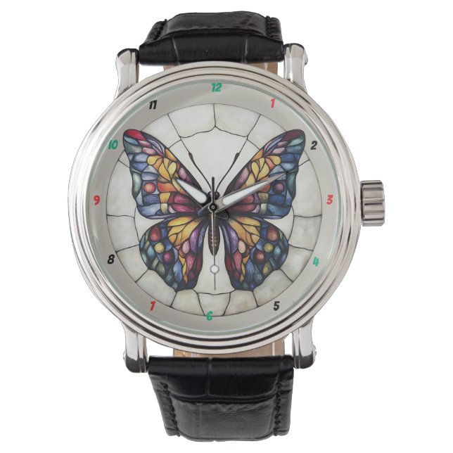 Multicolored butterfly design  watch (Front)