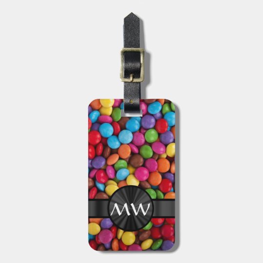 Multicolored candies luggage tag