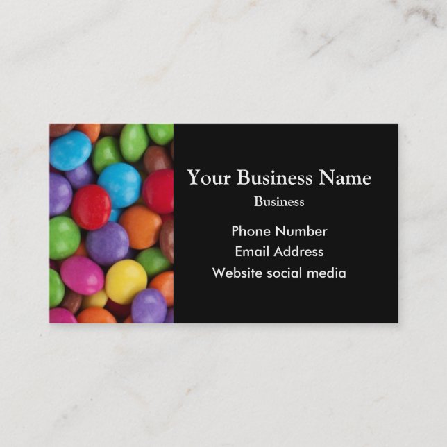 Multicolored candy or sweet pattern business card (Front)