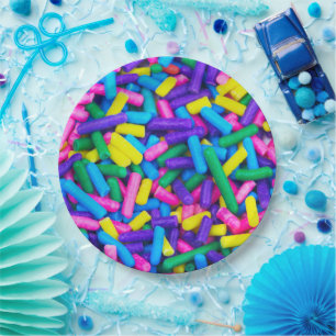 Multicolored Candy Sprinkles Paper Plate