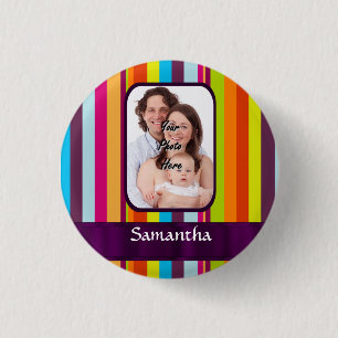Multicolored candy stripe 3 cm round badge