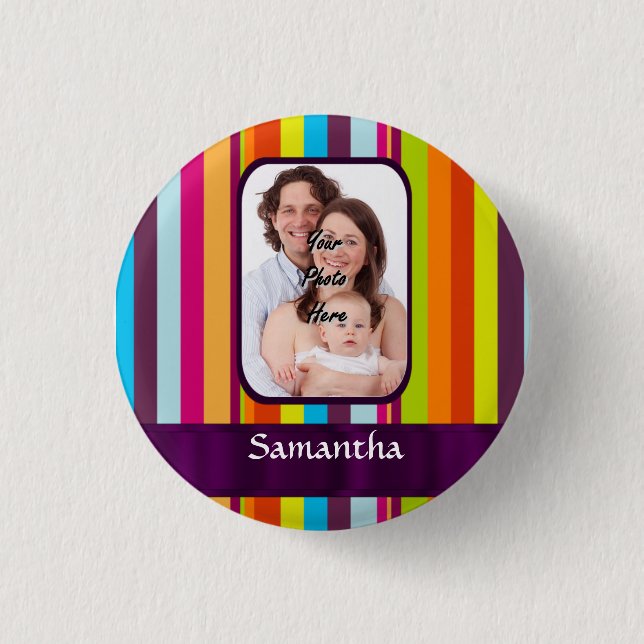 Multicolored candy stripe 3 cm round badge (Front)