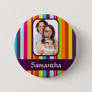 Multicolored candy stripe 6 cm round badge