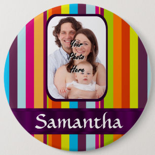 Multicolored candy stripe 6 cm round badge