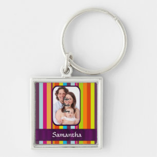 Multicolored candy stripe key ring