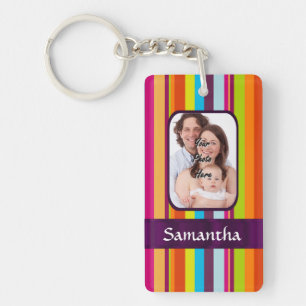Multicolored candy stripe key ring