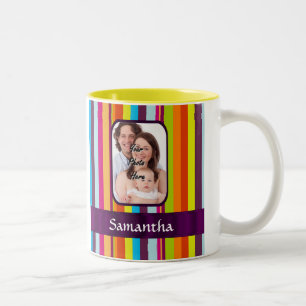 Multicolored candy stripe Two-Tone coffee mug