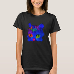 Multicolored cat face meow kitty cute kitten art w T-Shirt