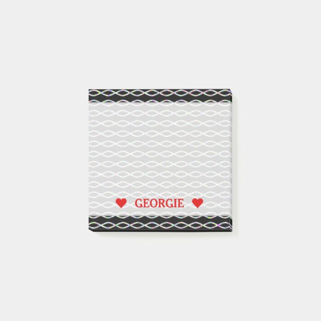 Multicolored Chain-Like Pattern (Black Background) Post-it Notes (Front)