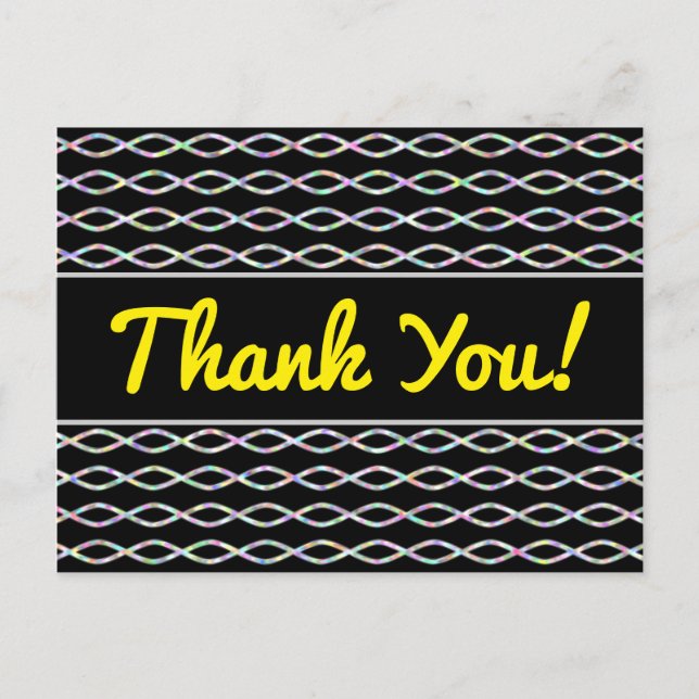 Multicolored Chain-Like Pattern (Black Background) Postcard (Front)