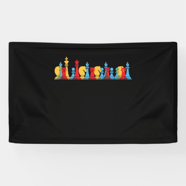 Multicolored Chess Pieces Thinking Smart Gift Banner (Horizontal)