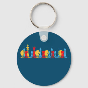 Multicolored Chess Pieces Thinking Smart Gift Key Ring