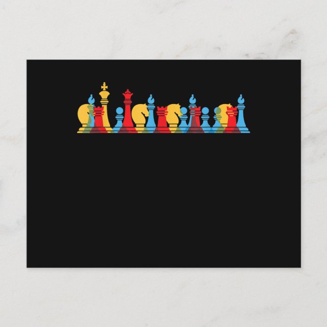 Multicolored Chess Pieces Thinking Smart Gift Postcard (Front)