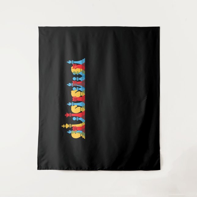 Multicolored Chess Pieces Thinking Smart Gift Tapestry (Front)