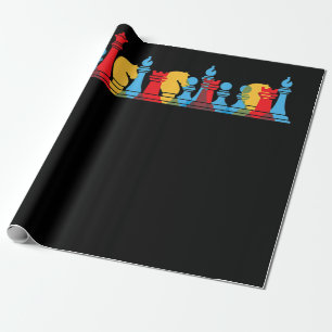 Multicolored Chess Pieces Thinking Smart Gift Wrapping Paper